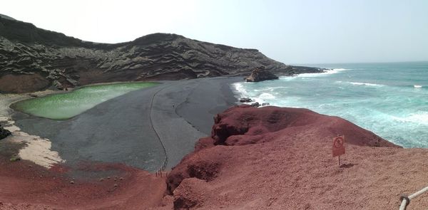 Scenic view of sea against clear sky