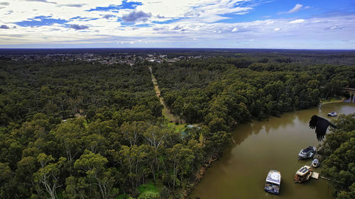 High angle view of townscape against sky