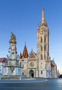 Matthias churc and holy trinity column in buda, budapest, hungary