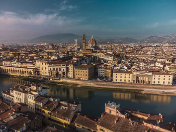 High angle view of buildings in city