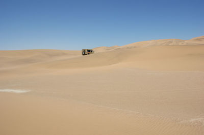Scenic view of desert against clear sky