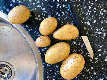 High angle view of food on table