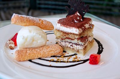 Close-up of dessert in plate