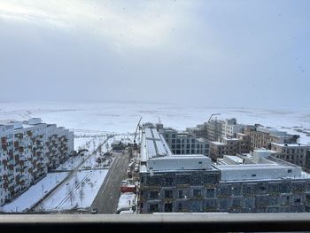 High angle view of cityscape against sky