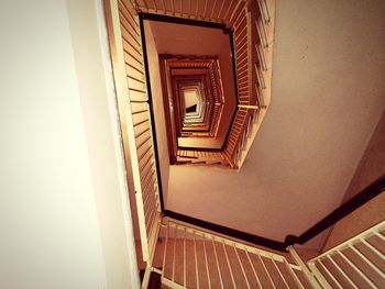 Directly below shot of spiral staircase in building