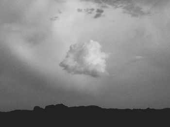 Low angle view of silhouette mountain against sky