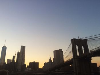 City skyline at sunset