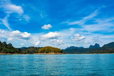 Scenic view of sea against cloudy sky