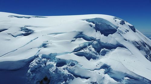 Scenic view of snow covered mountains