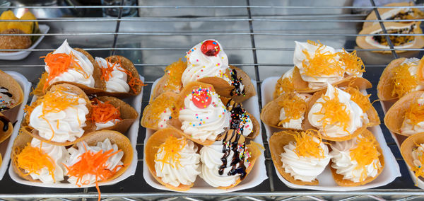 Close-up of various food for sale