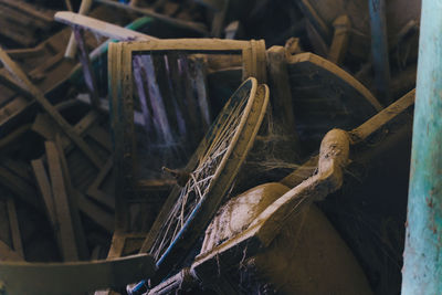 High angle view of dry leaf in basket