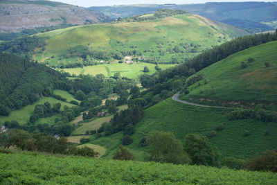 High angle view of agricultural landscape