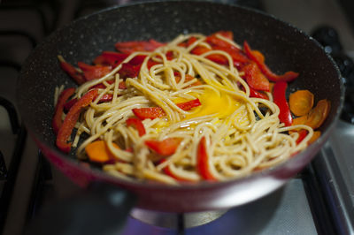 Close-up of noodles in bowl