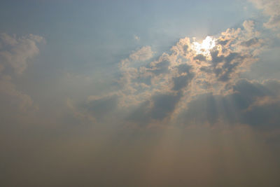 Low angle view of clouds in sky during sunset