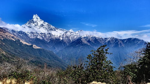 Scenic view of mountains against sky