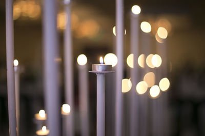 Close-up of illuminated candles