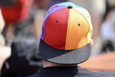 Close-up of man wearing hat