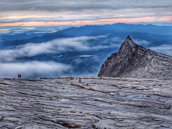 Scenic view of mountains against sky during sunset