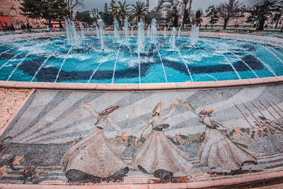 High angle view of swimming pool