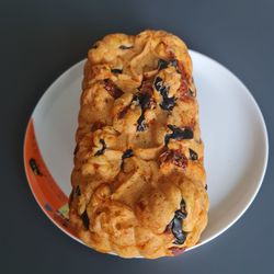 High angle view of dessert in plate