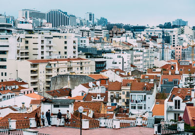 High angle view of townscape against sky