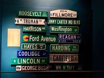 Close-up of information sign