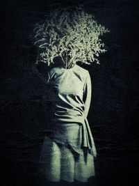 Close-up of bread against black background