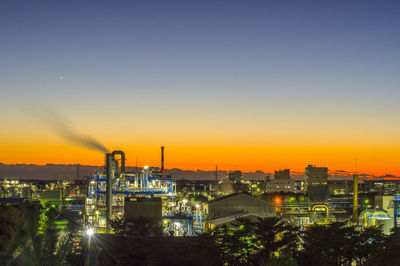The light of the factory area at dusk