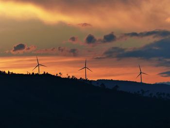 Silhouette of windmill against sky during sunset