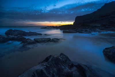 Scenic view of sea against sky during sunset