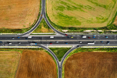 Aerial view of highway in autumn