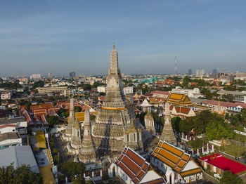 High angle view of buildings in city