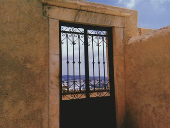 Closed door of building