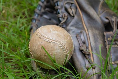 Close-up of ball on field