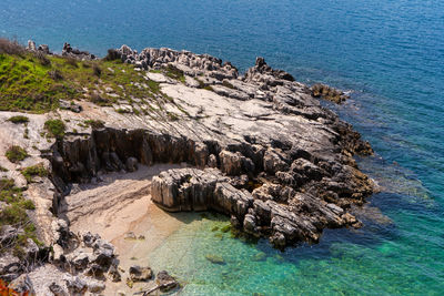 Rock formation on beach