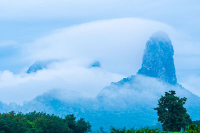 View of trees against cloudy sky