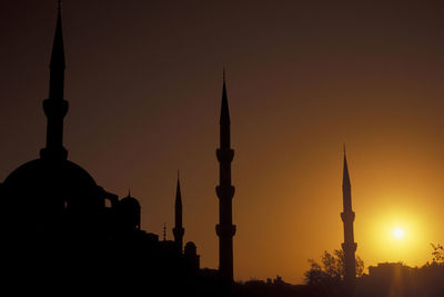 Silhouette of buildings against sky during sunset