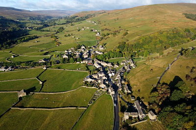 High angle view of agricultural field