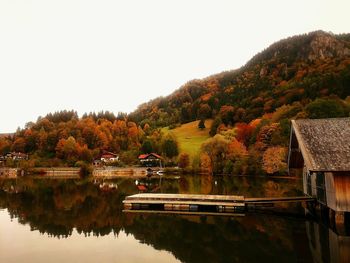 Scenic view of lake during autumn