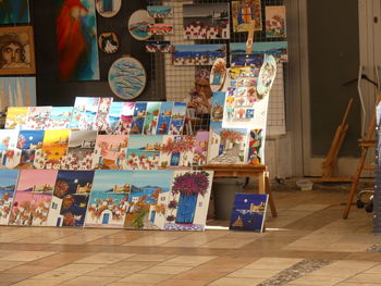 High angle view of market stall