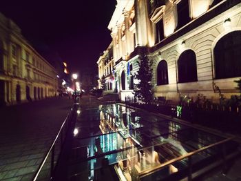 Illuminated building at night