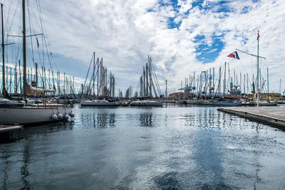 Sailboats in marina