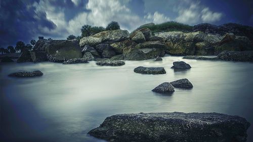 Rocks in sea