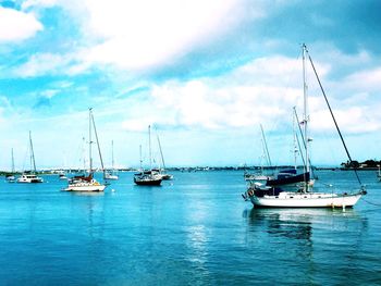 Boats in calm sea