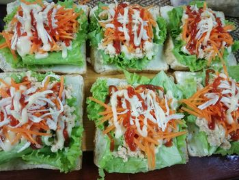 High angle view of chopped vegetables in plate