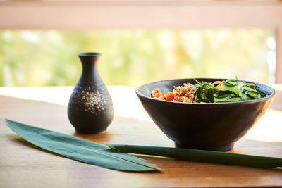 Close-up of juice in bowl on table