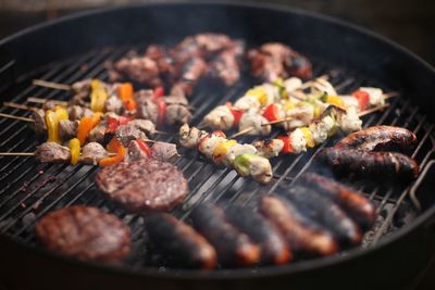 Meat grilling in barbecue