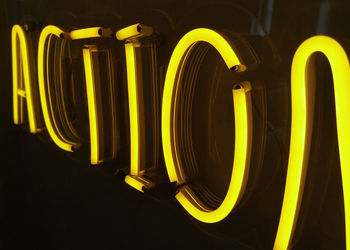 Close-up of illuminated yellow lights