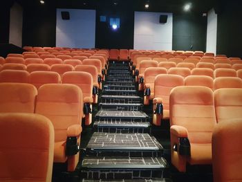 High angle view of empty seats