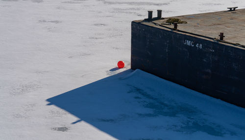 High angle view of person on snow land